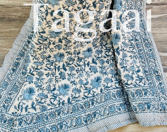 Indian Reversible Quilt/Jaipuri Razai/Soft Quilt/Hand Block Print Quilt /Jaipuri Famous Quilt/Queen Blue Quilt/Cotton Quilt/Reversible Quilt