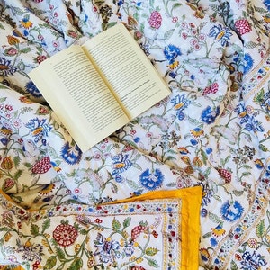 Indian Reversible Quilts/Jaipuri Razai/Soft Quilt/Hand Block Print Quilt /Jaipuri Famous Quilt/Queen size Quilt/Cotton Quilt/Handmade Quilt
