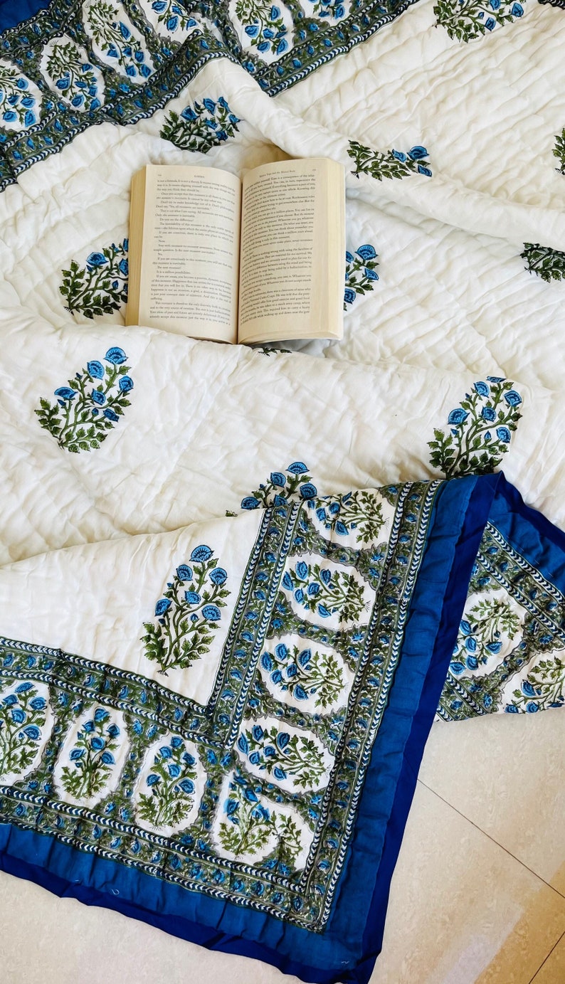 Shops Indian Reversible Quilts/Jaipuri Rajai/Soft Quilt/Hand Block Print Quilt /Jaipuri Famous Quilt/Queen size Quilt/Handmade Thanksgiving Gifts