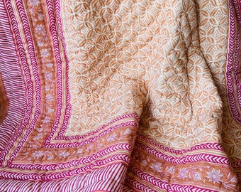 Handblockdruck gesteppte Tagesdecke, Queen Quilt, indische Baumwolldecke Kantha Quilt Decke handgemachte Blockdruck Queen Quilt Geschenk Bettüberwurf