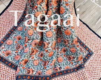 Indian Reversible Quilt/Jaipuri Razai/Soft Quilt/HandBlock Print Quilt /Jaipuri Famous Quilt/Queen Quilt/Cotton Quilt/Reversible Quilt/Quilt