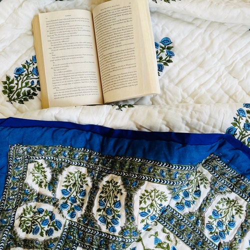 Shops Indian Reversible Quilts/Jaipuri Rajai/Soft Quilt/Hand Block Print Quilt /Jaipuri Famous Quilt/Queen size Quilt/Handmade Thanksgiving Gifts
