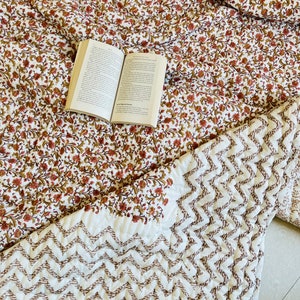 Indian Reversible Quilts, Jaipuri Razai, Gifts, Hand Block Print Quilt, Jaipuri Famous Quilt, Queen Quilt, Twin Soft Quilt, Home decor