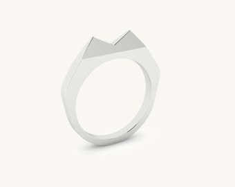 Duo Stacker - Minimalist Double Point Spike Ring