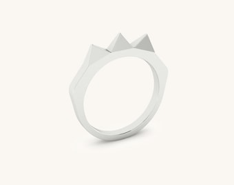 Trio Stacker - Minimalist Triple Point Spike Ring