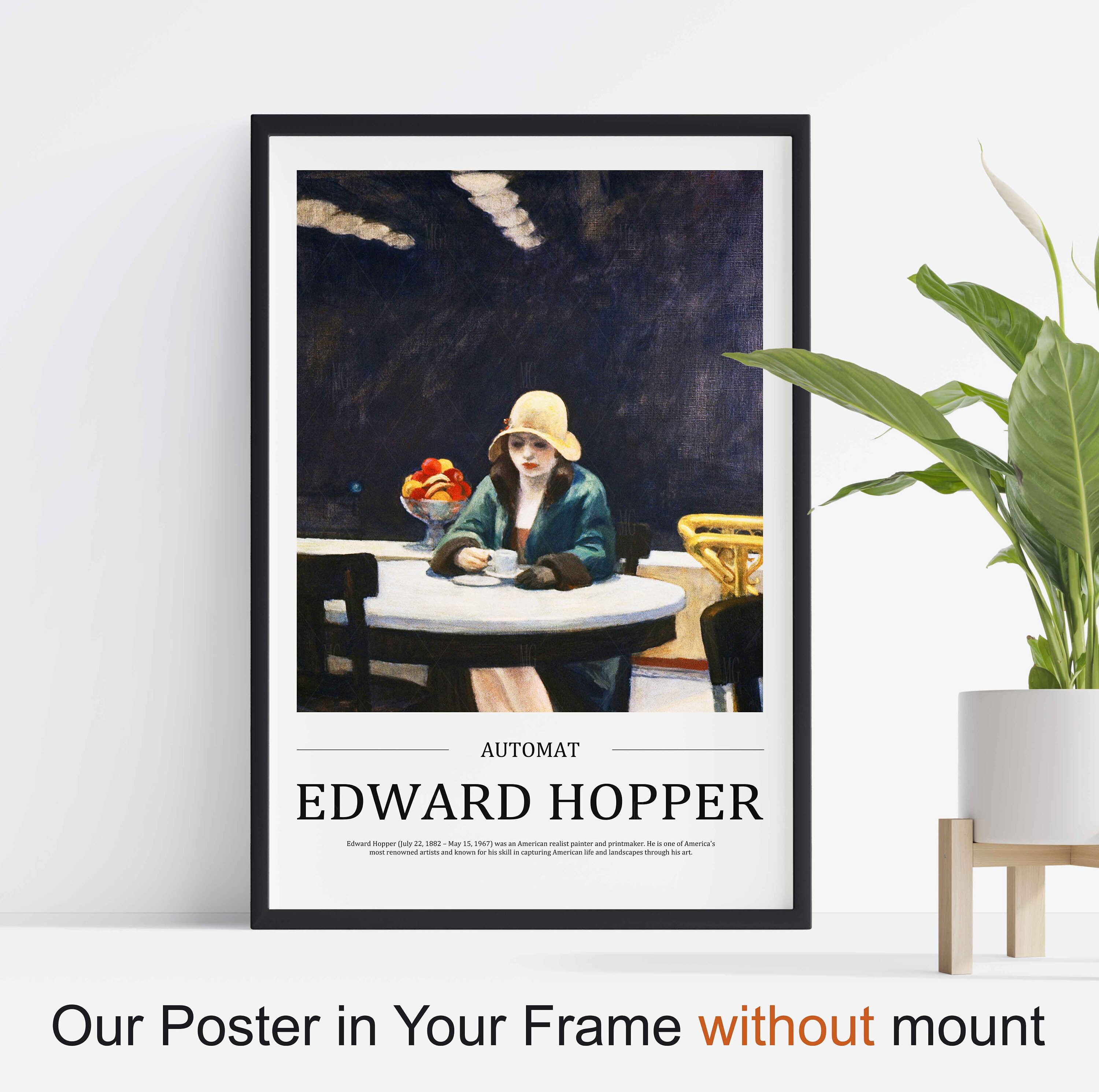 Edward Hopper Automat Poster Print, Vintage Cafe Art, Home Decor Canvas ...