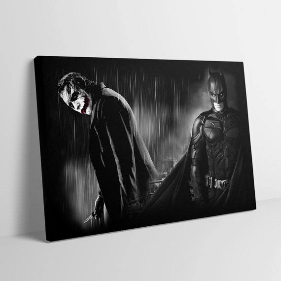 Joker Vs Dark Knight Movie Poster, Stretched Canvas Art - Etsy