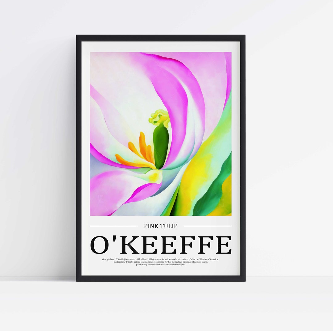 Georgia O'keeffe Pink Tulip Print, Stretched Canvas or Unframed