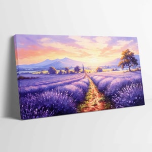 Lavender Fields Provence Sunset Stretched Canvas Poster Print ~ More Size