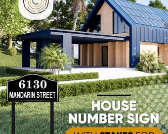 Personalized House Number Sign with Stakes, Rustproof Address Plaque