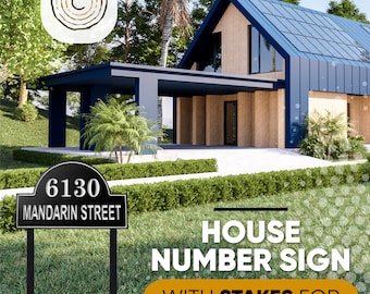 Personalized House Number Sign with Stakes, Rustproof Address Marker