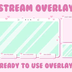 Twitch Stream Overlay / Cats / Cute / Kawaii / Pastels / Windows