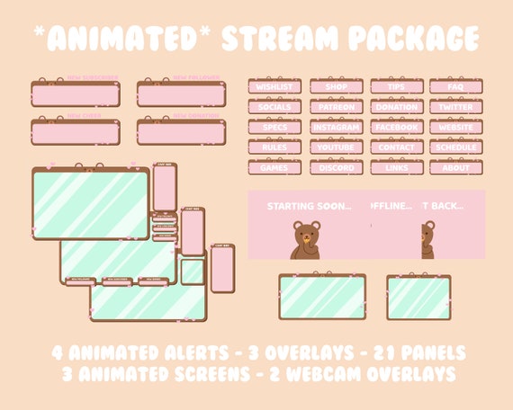 Bear Twitch Animated Stream Package / Cute / Gaming / Just - Etsy