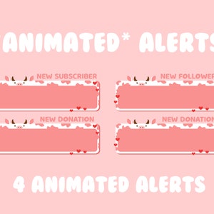 Strawberry Cow Twitch Animated Alerts / Animals / Pink / Just Chatting / Vtuber