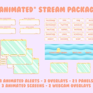 Duck Twitch Animated Stream Package / Kawaii / Gaming / Just Chatting / Vtuber