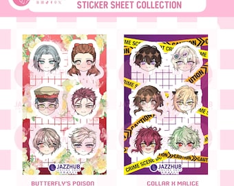 Otome Games Sticker Sheets, Paper or Vinyl, Hand-Drawn Stationery