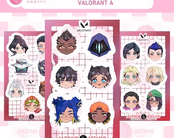 JAZZHUB VALORANT Characters Sticker sheets, Sticker heads