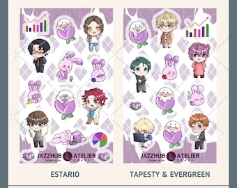 SYMPATHY KISS OTOME Stickers, Washi Strips, Sticker Sheet Chibi Hand Drawn Visual Novel