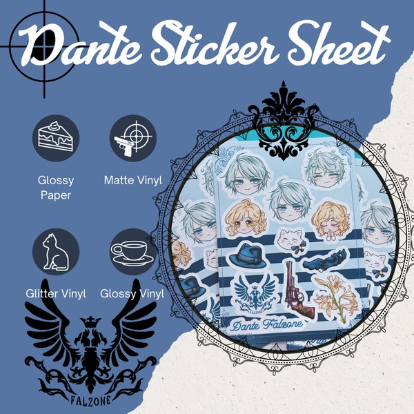 PIOFIORE STICKER SHEET Waterproof Stickers, Glitter Matte and Vinyl Cute Chibi Otome Characters Stationery Collection