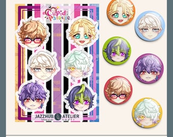 OTOME STICKER SHEET Bustafellows, Olympia Soiree, Cupid Parasite Ll characters Chibi Heads