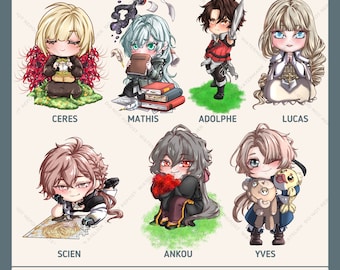Virche Evermore Otome Game Character Stickers Visual Novel
