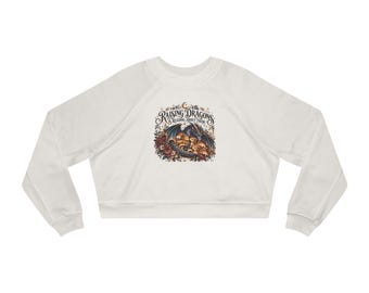 Kurzer Pullover mit Drachenmotiv | Fantasy-Drachenillustration, Vintage-Bilderbuchkunst