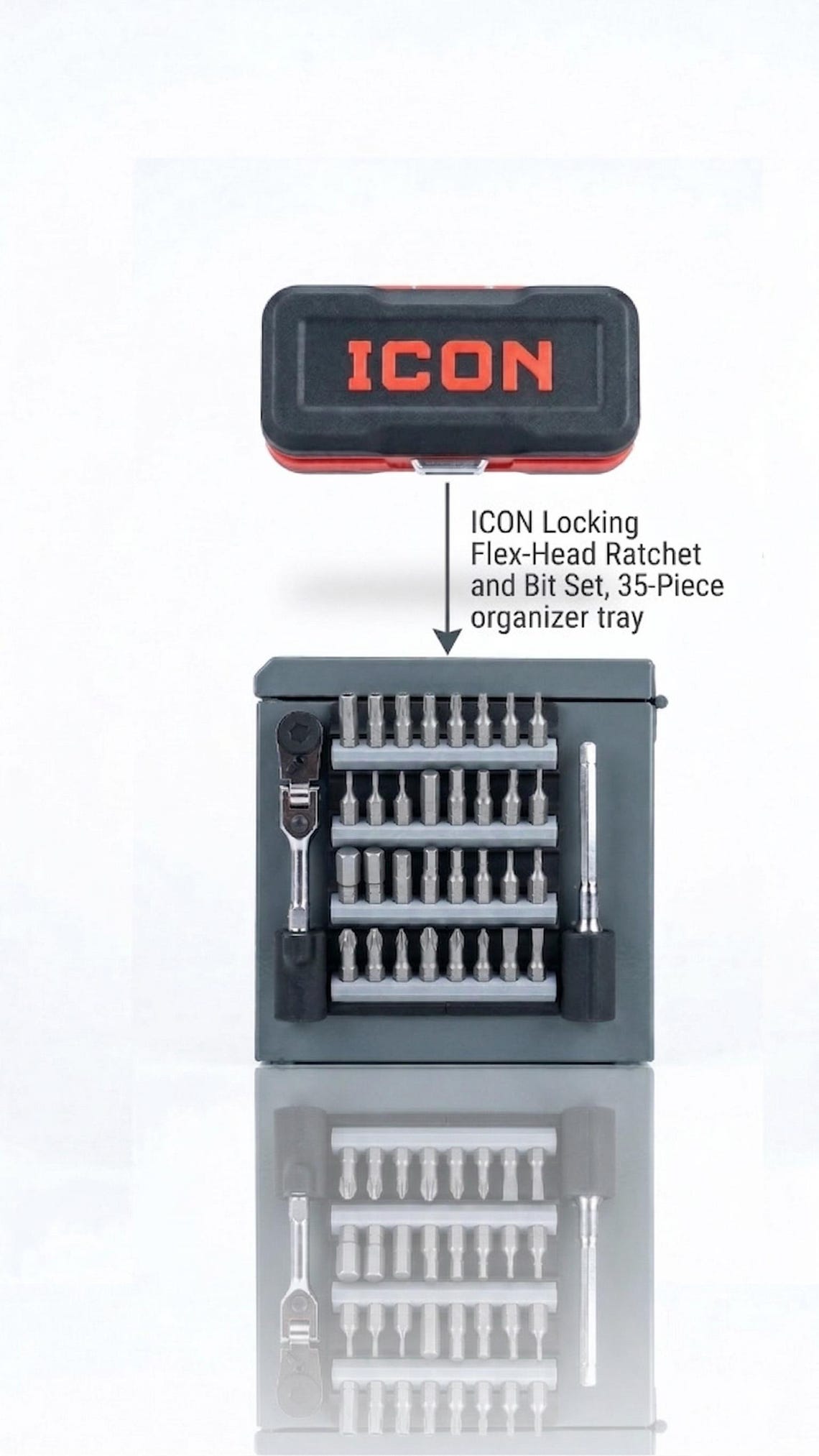 ICON 35 Pc. Bit Set Organizer - Sticks to ALL Brands of Mini Tool Boxes ...
