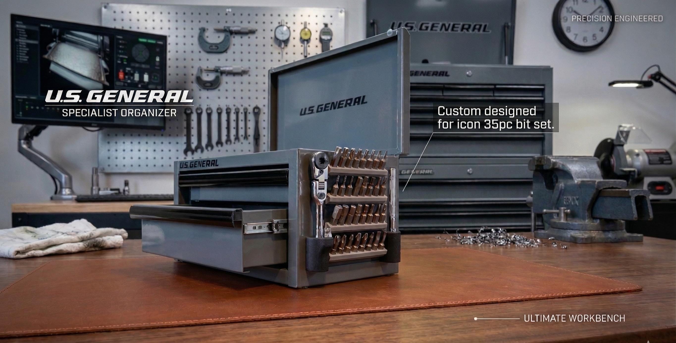 ICON 35 Pc. Bit Set Organizer - Sticks to ALL Brands of Mini Tool Boxes ...