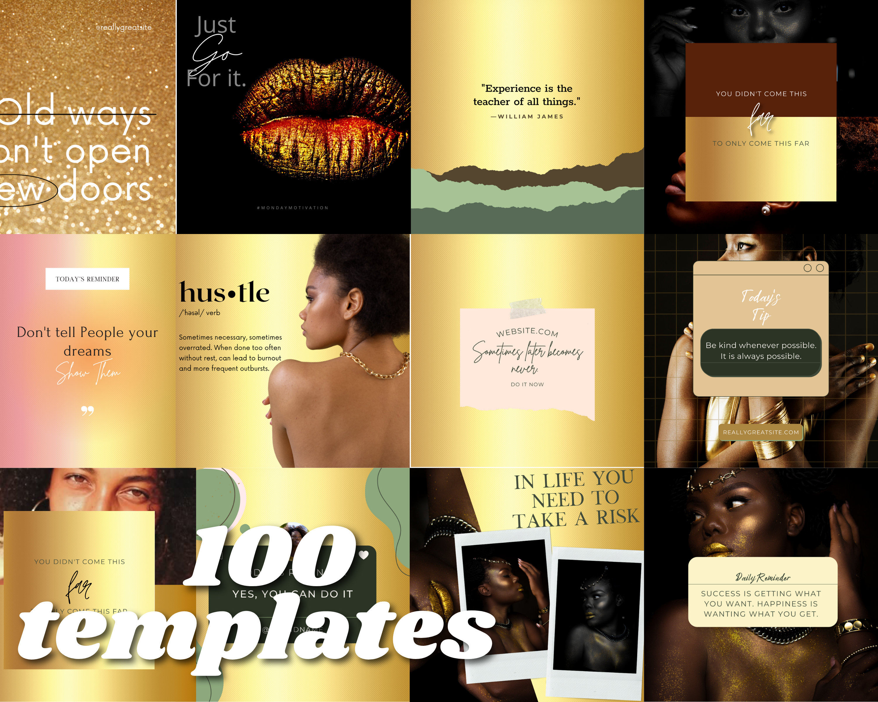 100 Inspirational Instagram Templates Canva Gold Aesthetic - Instagram ...