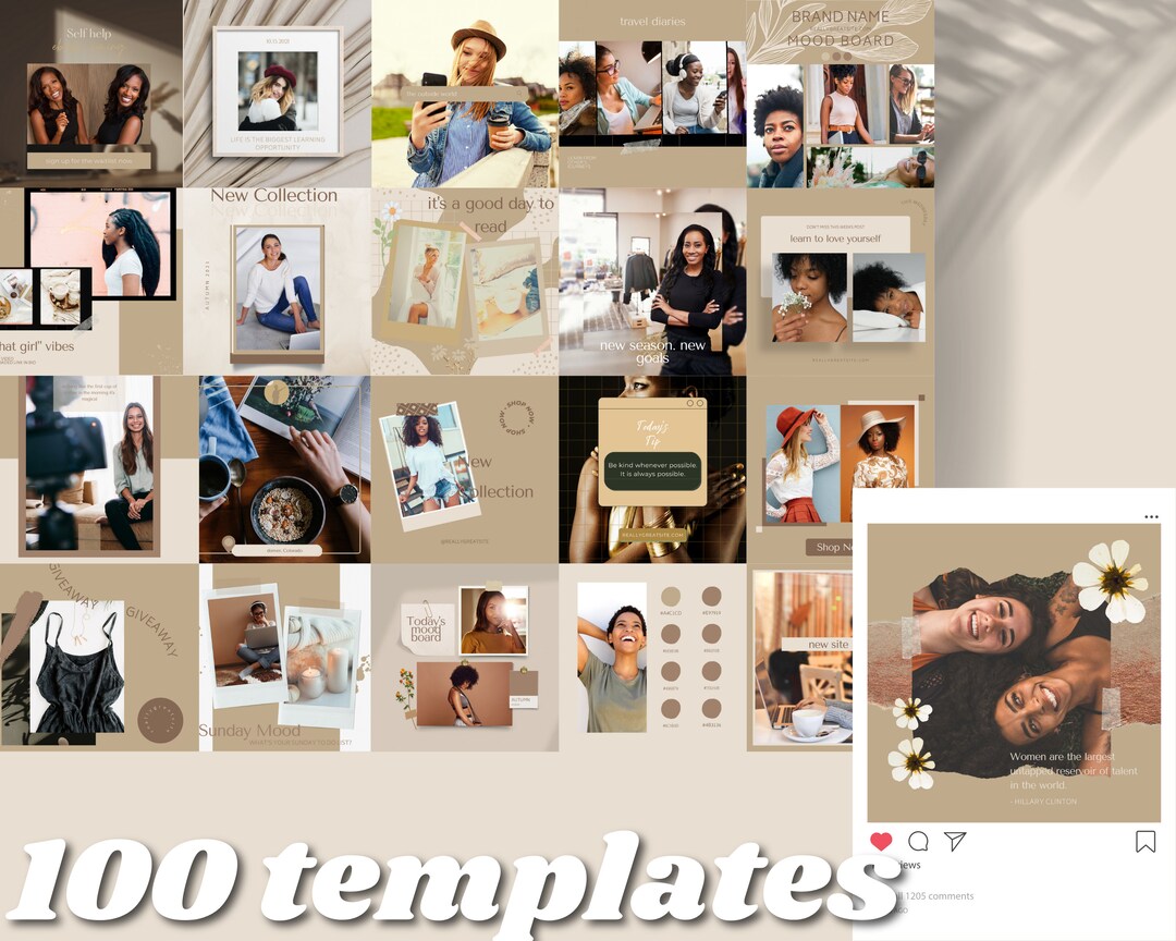 Beige Nude Blogger Instagram Templates Canva Blogger Instagram Post ...