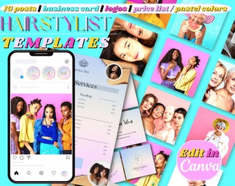 Hairstylist Templates Canva Hairstylist Instagram Template Hair Business Card Template Hairstylist Price List Hairstylist Logo Hair template