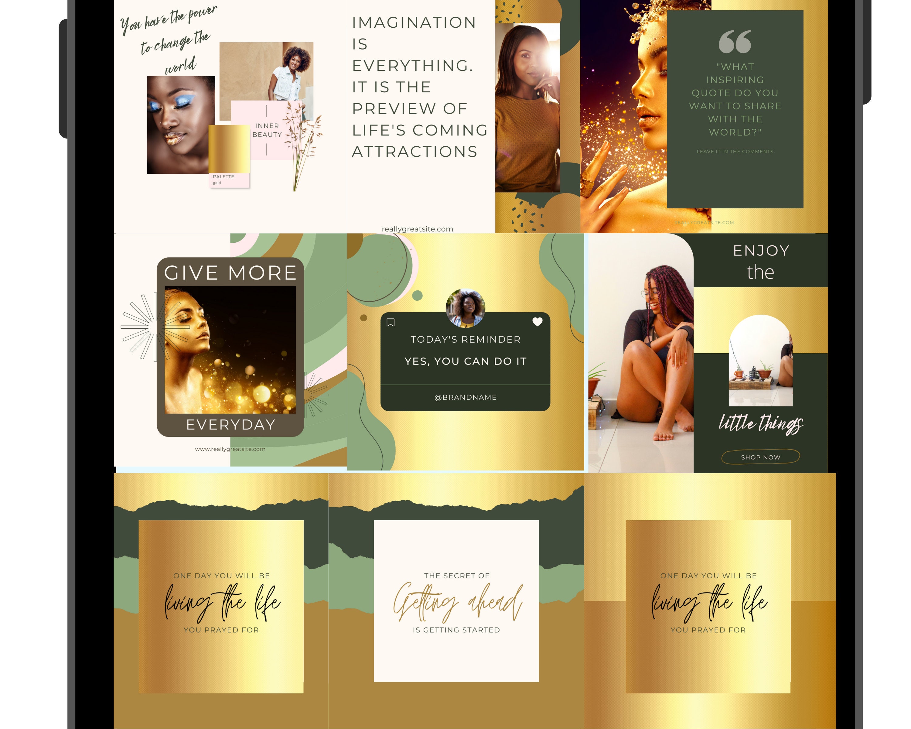 100 Inspirational Instagram Templates Canva Gold Aesthetic - Instagram ...
