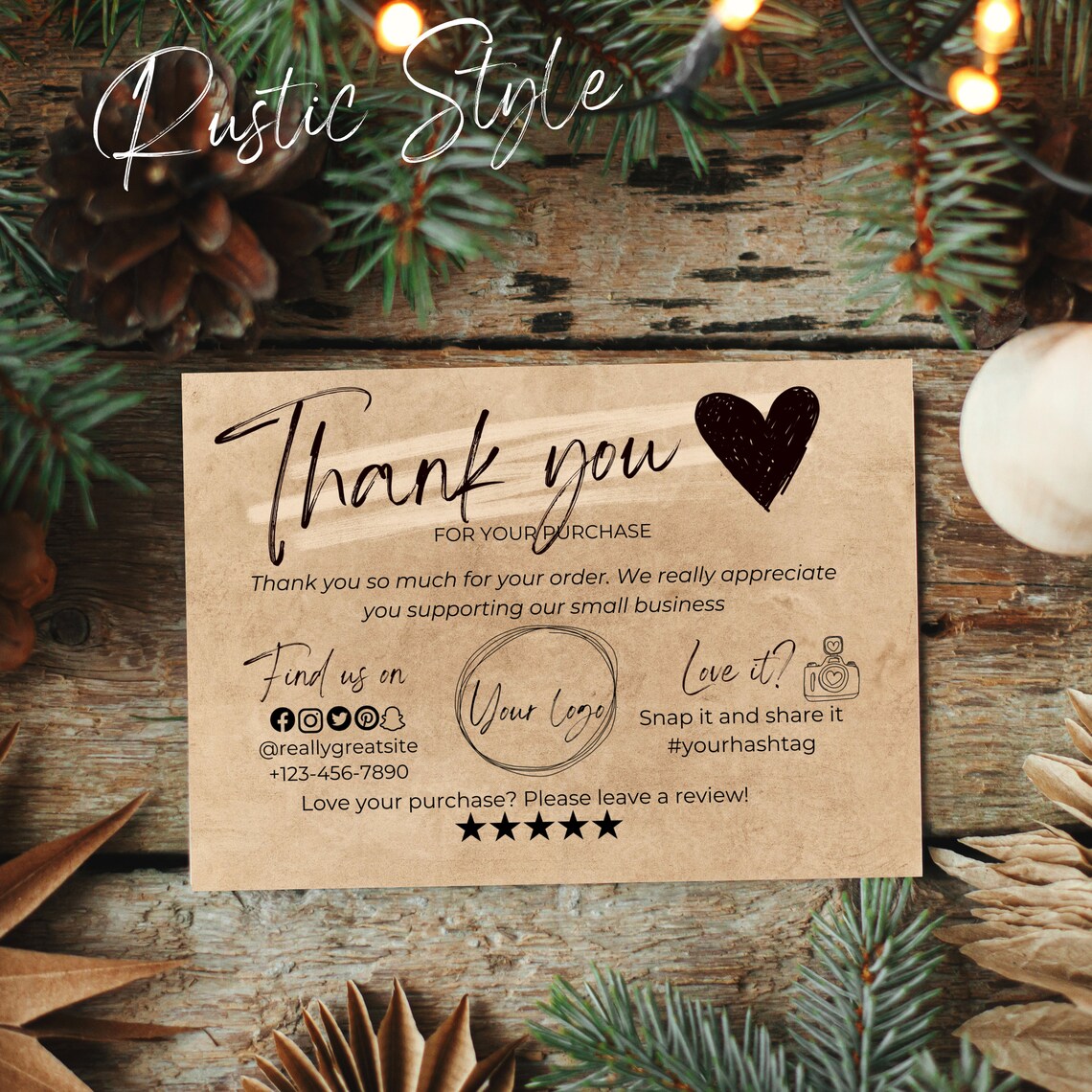 Editable in CANVA Rosegold Business Thank You Insert Card Template ...