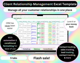 Customer Relationship Management Template Excel CRM Template Client Management Tracker Template Excel Client Tracker Excel Customer Tracker