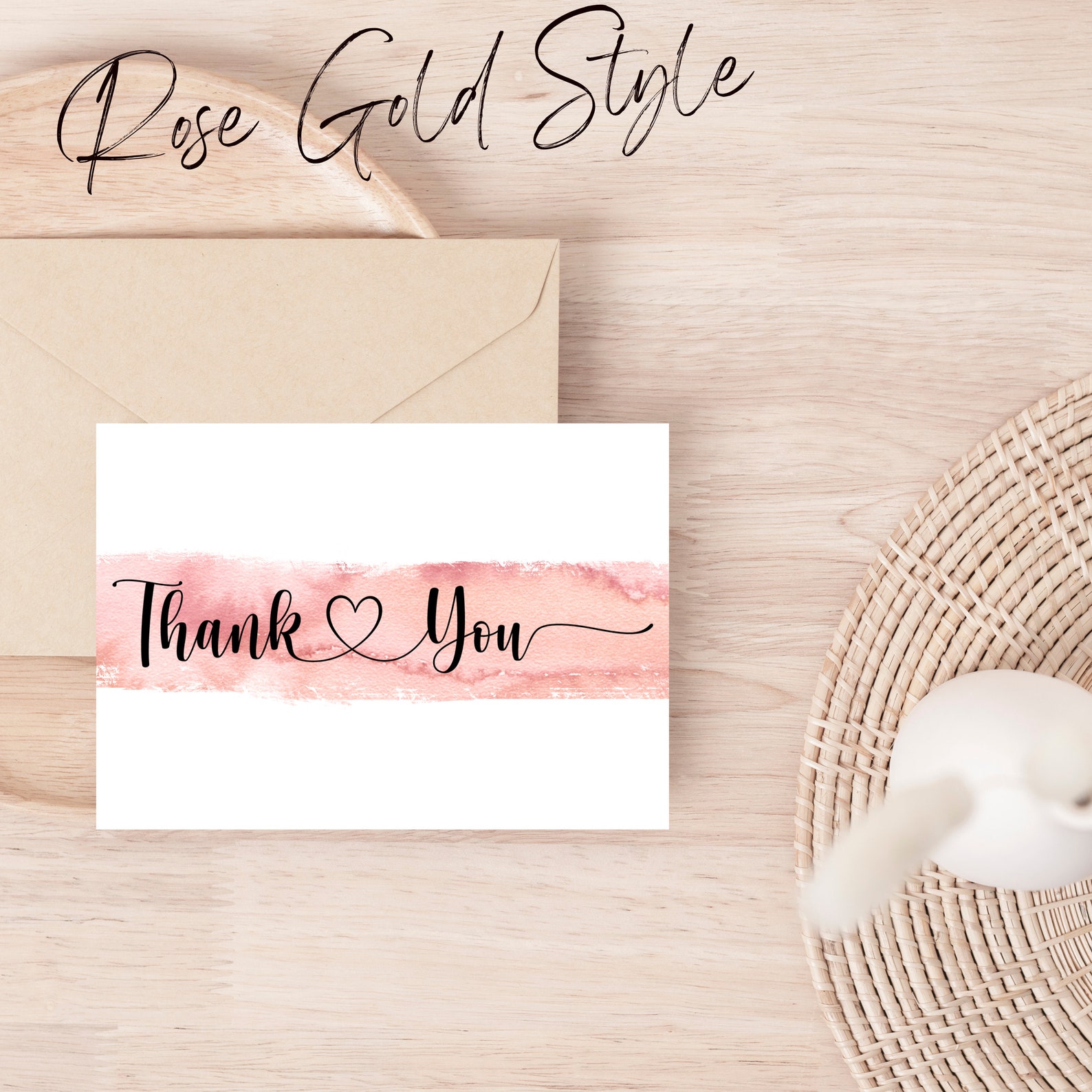 Editable in CANVA Rosegold Business Thank You Insert Card Template ...
