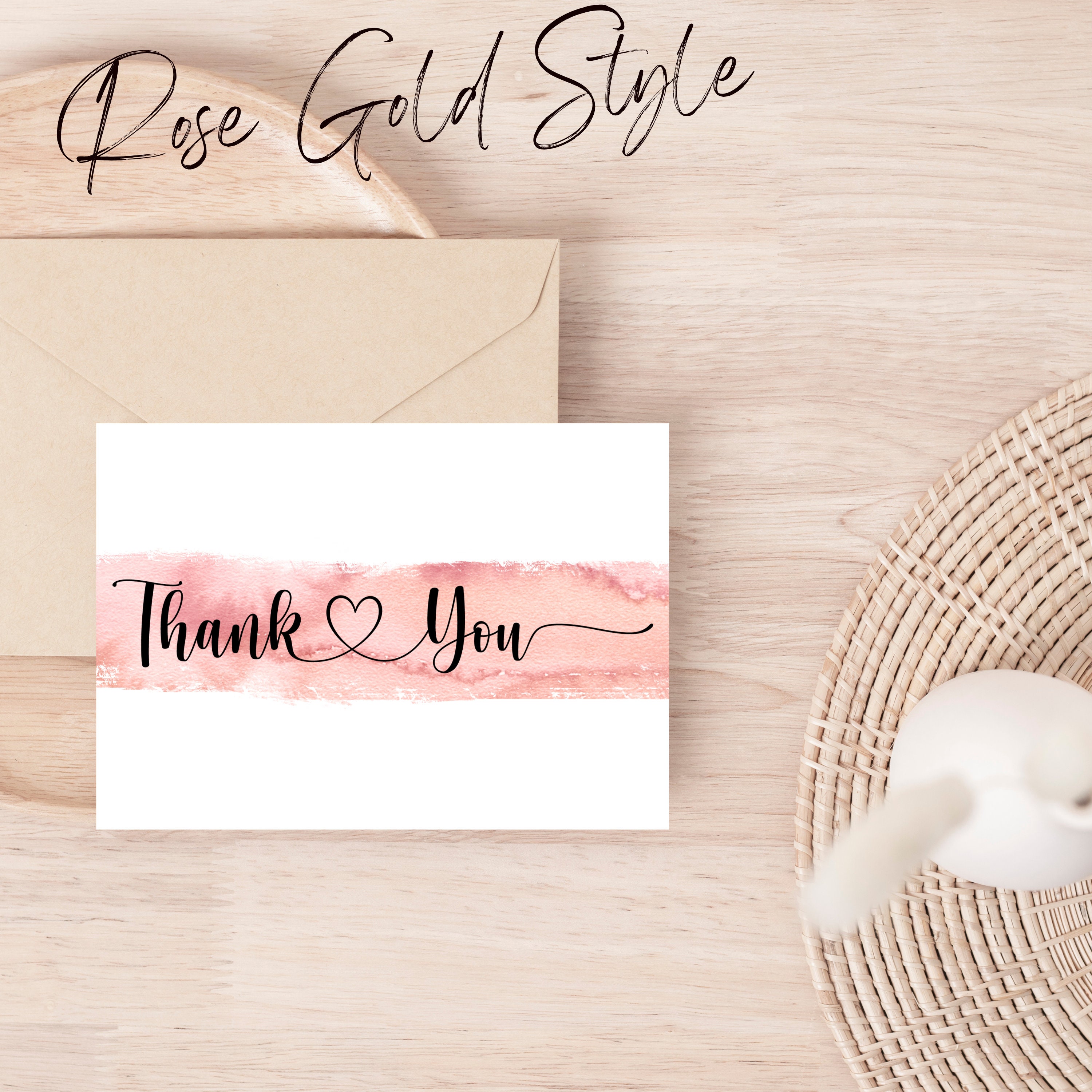 Editable in CANVA Rosegold Business Thank You Insert Card Template ...