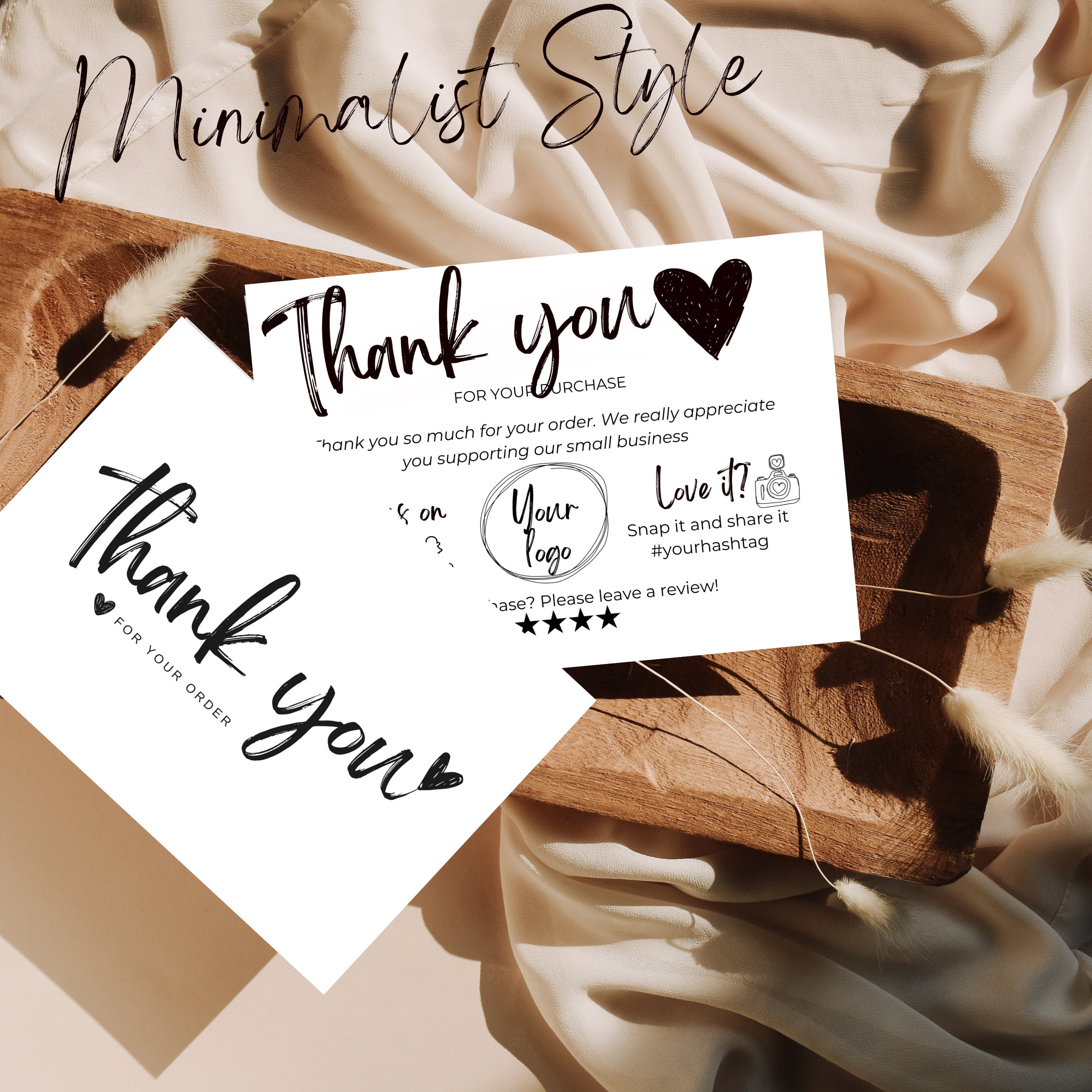 Editable in CANVA Rosegold Business Thank You Insert Card Template ...