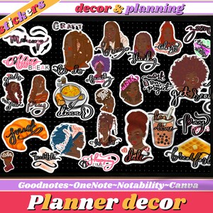 Dark Skin Black Girl Digital Stickers for GoodNotes Black Girl Stickers for Black Women Black Girl Magic Stickers Digital Planner Stickers