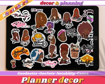 Dark Skin Black Girl Digital Stickers for GoodNotes Black Girl Stickers for Black Women Black Girl Magic Stickers Digital Planner Stickers