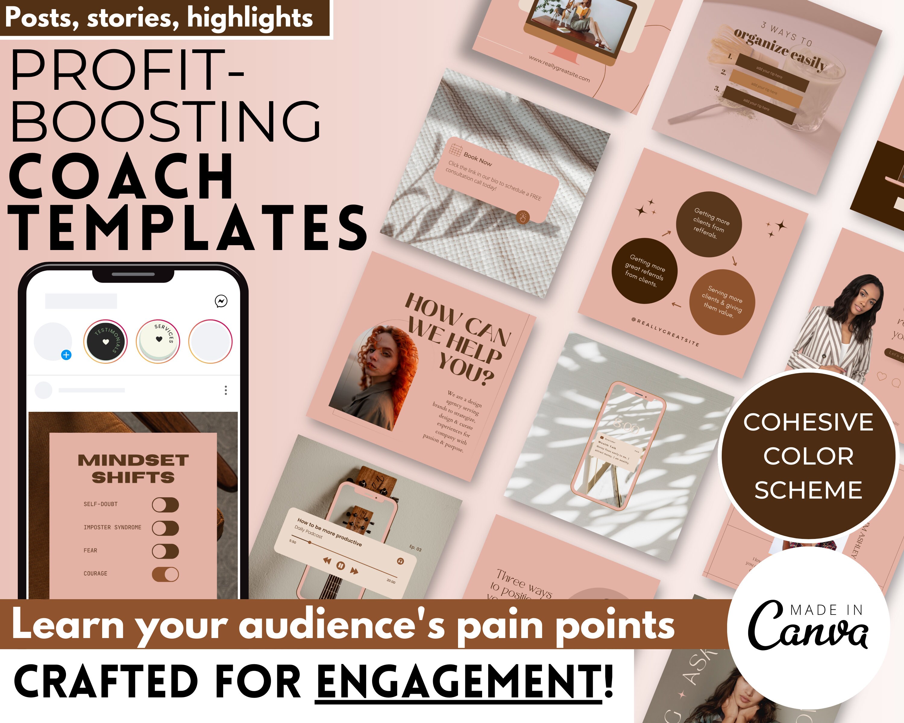 Coach Instagram Templates Pink | Coaching Instagram Templates Canva ...