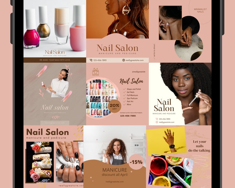 120 Nail Tech Instagram Templates Canva Nail Salon Social Media Nail ...