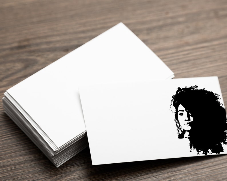 May include: A black and white illustration of a woman with curly hair. The woman's face is partially obscured by her hair.
