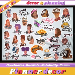 Black Girl Digital Stickers for GoodNotes Black Girl Stickers for Black Women Black Girl Magic Stickers Digital Planner Precropped Stickers