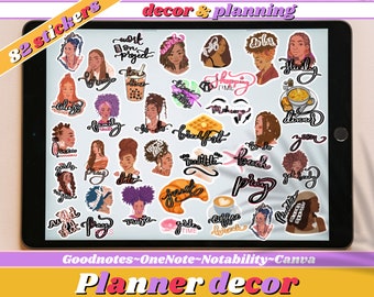 Black Girl Digital Stickers for GoodNotes Black Girl Stickers for Black Women Black Girl Magic Stickers Digital Planner Precropped Stickers
