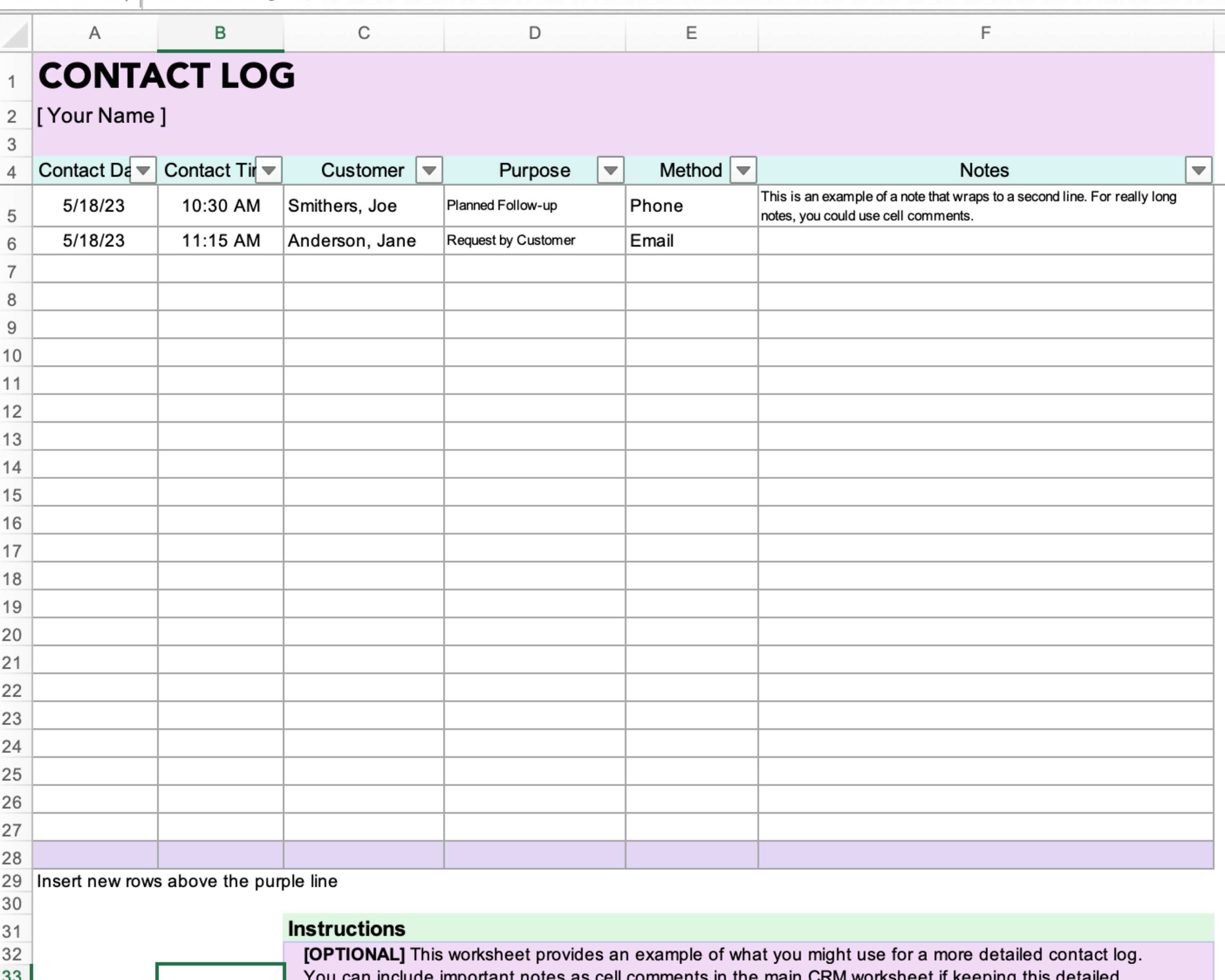 Customer Relationship Management Template Excel CRM Template Client ...