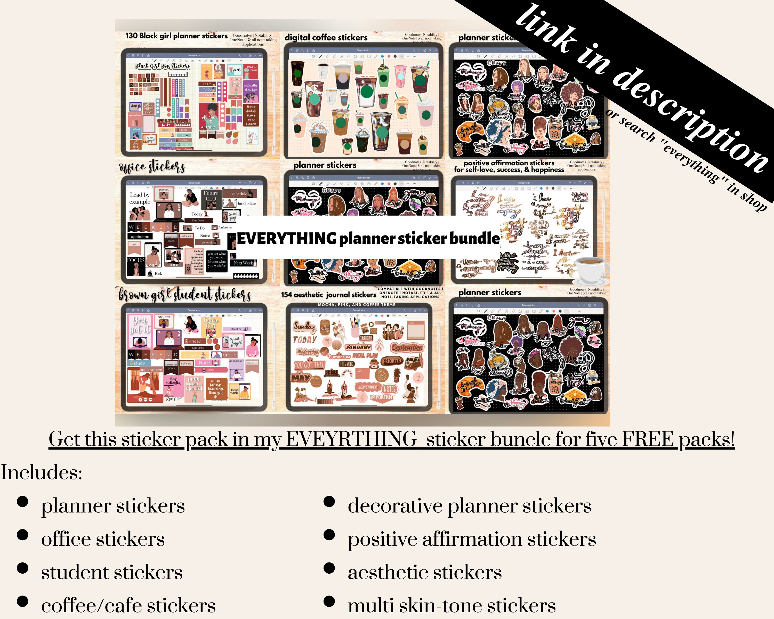 Work Planner Stickers Digital Black Girl Stickers Goodnotes - Etsy