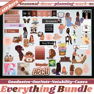 EVERYTHING Digital Planner Stickers Digital Summer Stickers GoodNotes Planner Precropped Stickers iPad Stickers Digital Black Girl Stickers