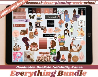 EVERYTHING Digital Planner Stickers Digital Summer Stickers GoodNotes Planner Precropped Stickers iPad Stickers Digital Black Girl Stickers