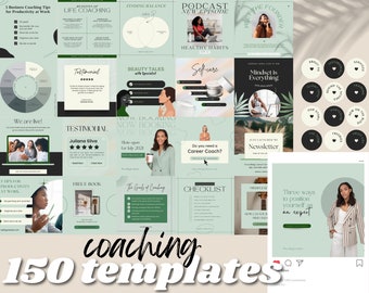 Coach Instagram Templates Green | Coaching Instagram Templates Canva | Life Coach Templates | Blogger Business Life Coaching lead magnet