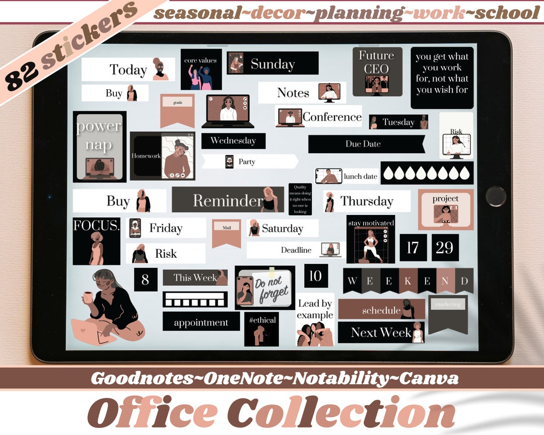 Office Digital Planner Stickers ~pre-cropped Goodnotes and PNG Digital ...